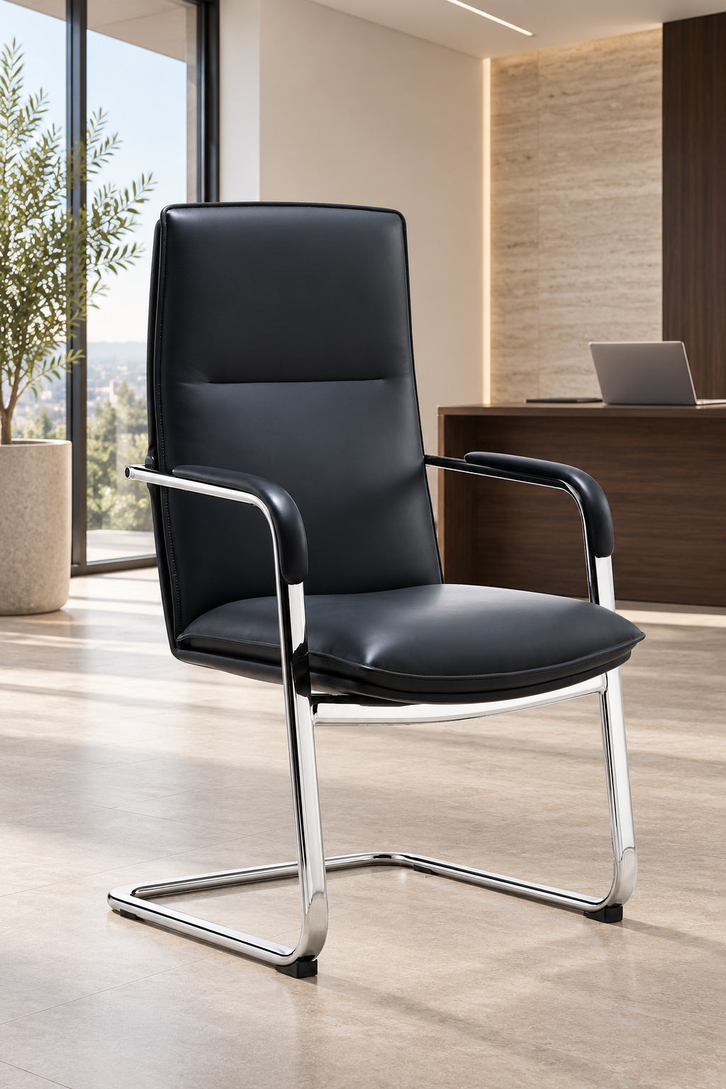 Fauteuil visiteur Manhattan en cuir
