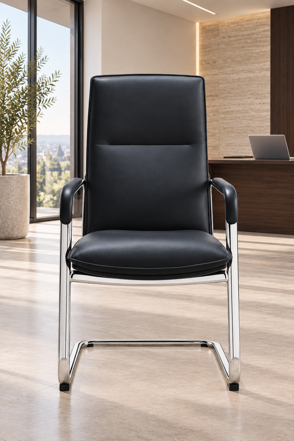 Fauteuil visiteur Manhattan en cuir