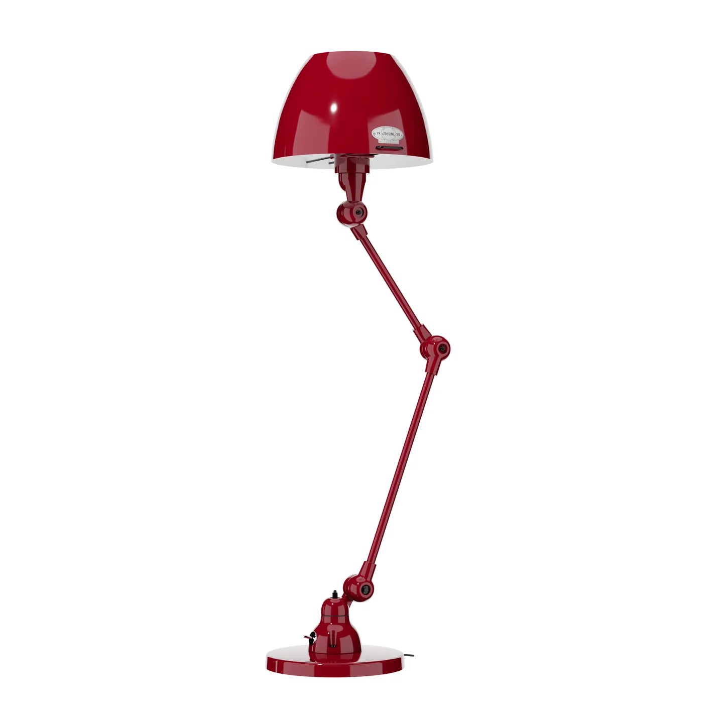 La Lampe de bureau articulée Aicler design professionnel de Monsieur Bureau, au fini rouge brillant et abat-jour en dôme, propose un bras orientable et une base ronde-parfaite pour l'éclairage directionnel des espaces pros.#finitions_bourgogne