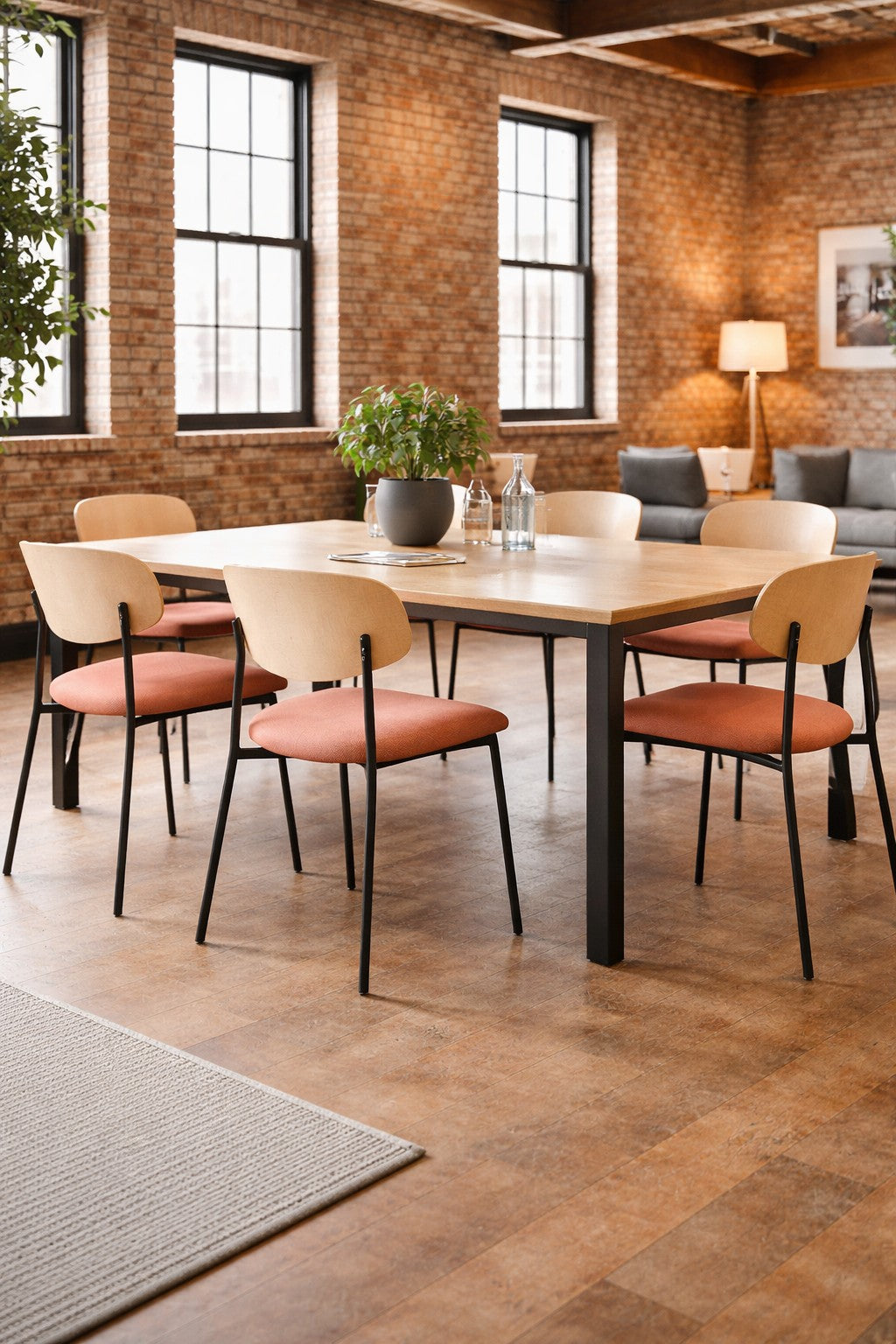 Lot 2 Chaises Oda Rétro Bois et Assise Tissu