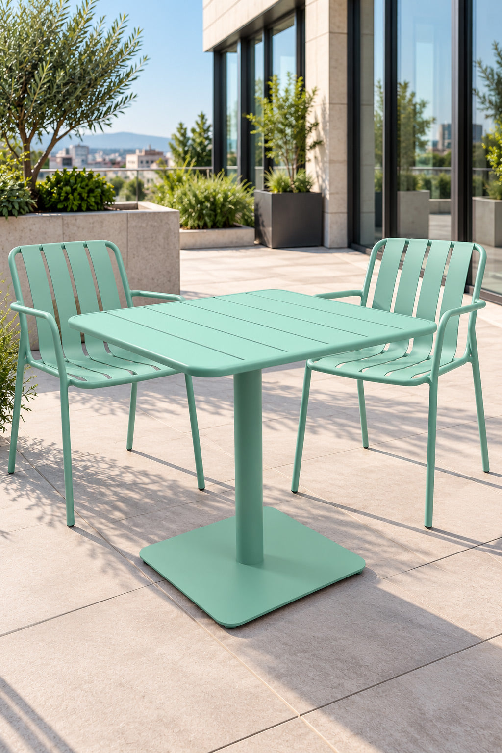 Table bistrot carrée d’extérieur en aluminium Verano