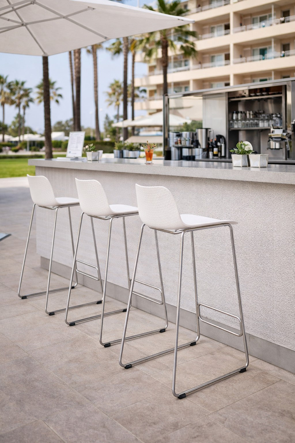 Tabouret haut Pictor - Polypropylène et Piétement Métal