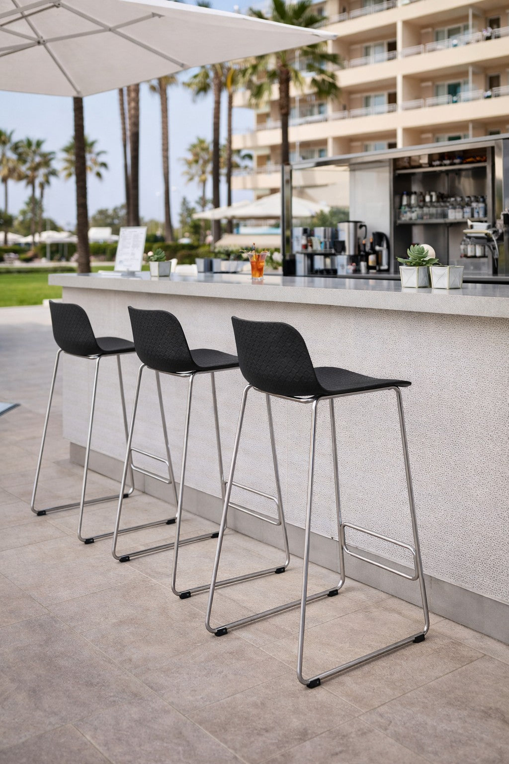 Tabouret haut Pictor - Polypropylène et Piétement Métal