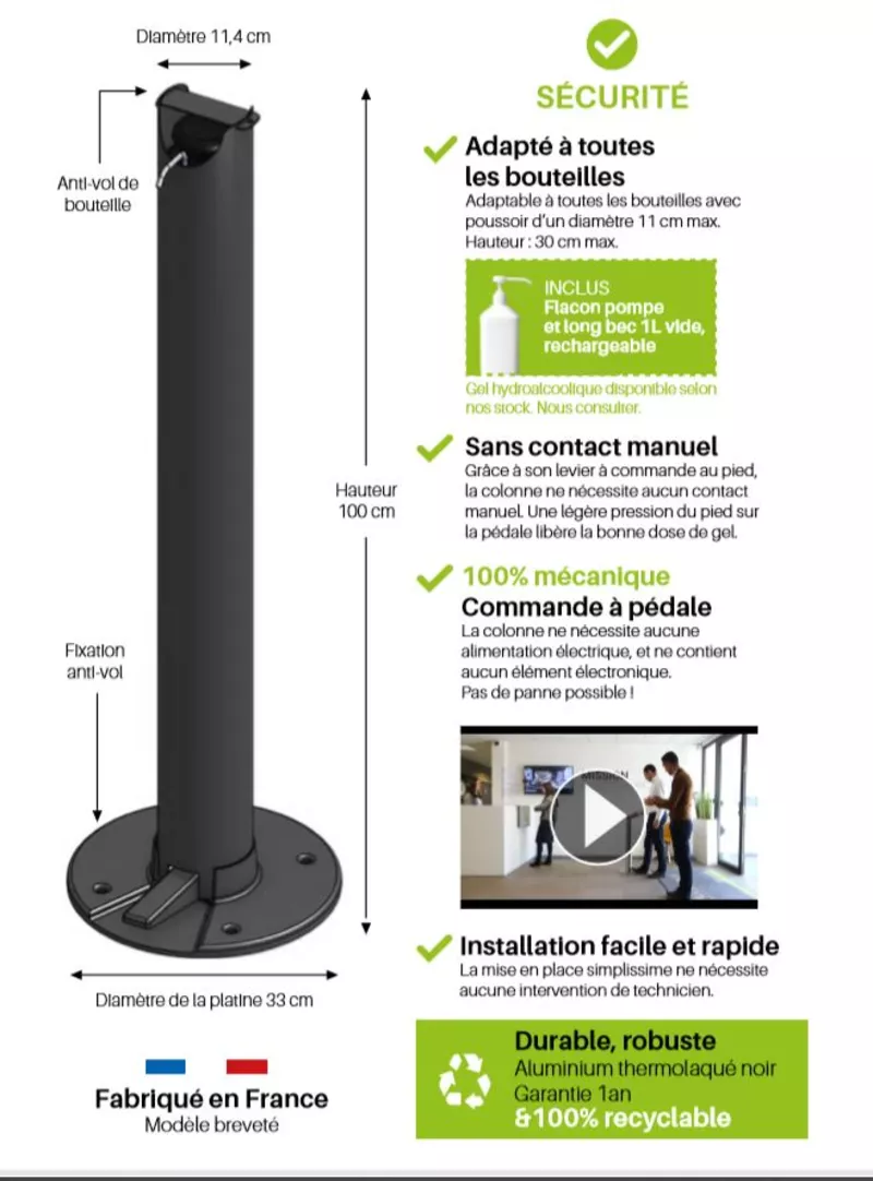 Colonne de désinfection des mains  sans contact An'Gel 2