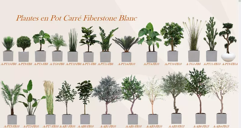 Plantes et arbres en pots carrés Fiberstone blanc