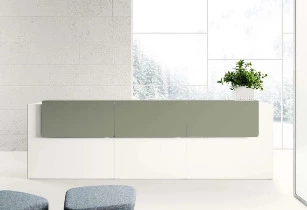 Banque d'accueil 3 postes Bila avec top d'accueil en métal