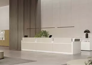 Banque d'accueil Contact 3 postes façade brillante