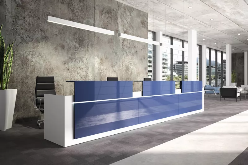 Banque d'accueil Contact 3 postes façade brillante