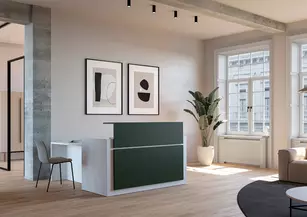 Banque d'accueil Contact avec facade mat et retour PMR