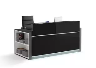 Banque d'accueil Contact façade brillante avec rangement