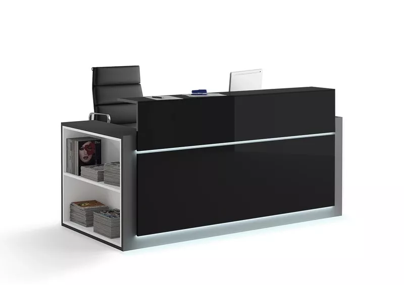 Banque d'accueil Contact façade brillante avec rangement