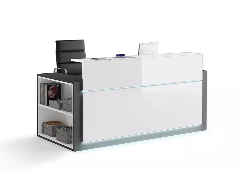 Banque d'accueil Contact façade brillante avec rangement