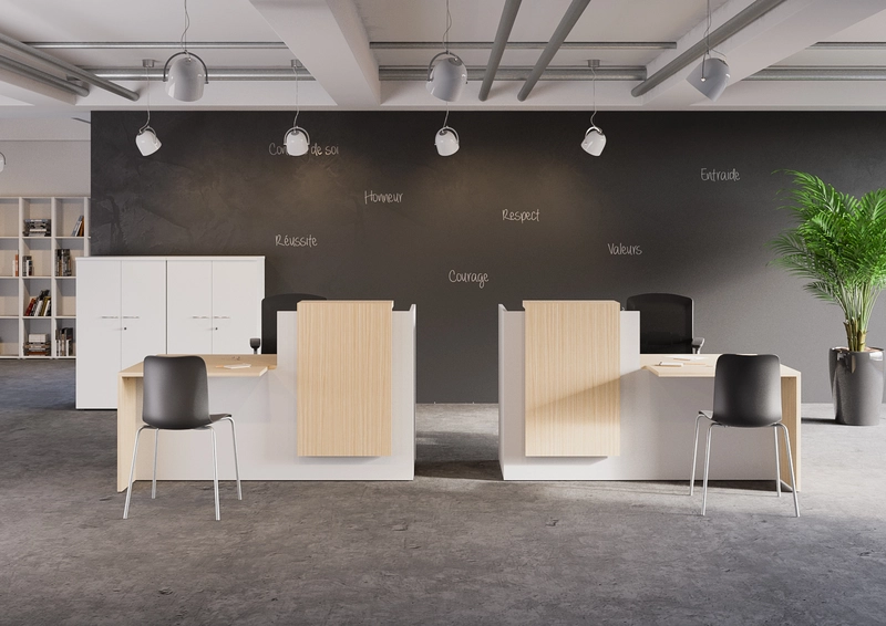 Banque d'accueil design 1 personne Half : Bicolore ou Full Blanc