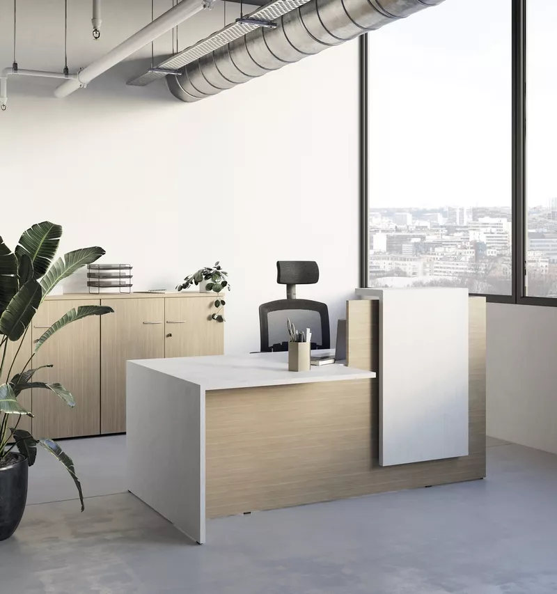 Banque d'accueil design 1 personne Half : Bicolore ou Full Blanc