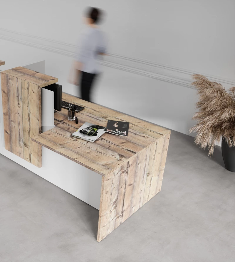 Banque d'accueil design 1 personne Half : Bicolore ou Full Blanc