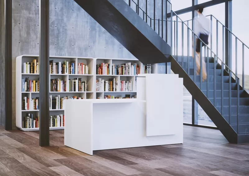 Banque d'accueil design 1 personne Half : Bicolore ou Full Blanc