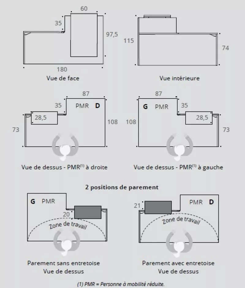 Banque d'accueil Half double