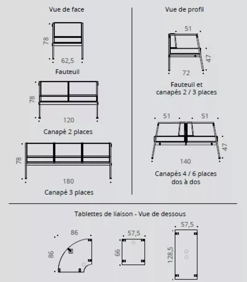 Fauteuil et Banquette Altys dos à dos
