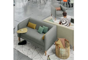 Sofa 2 places pieds bois