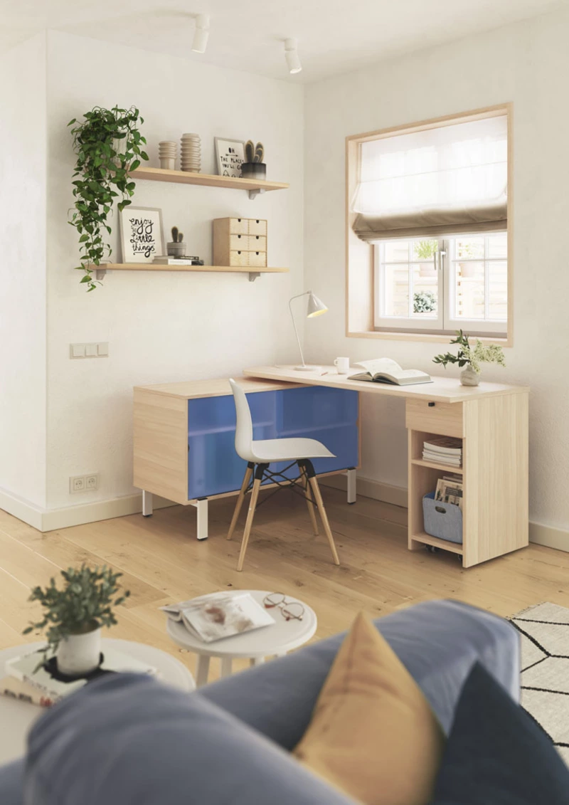 Desk Home Office avec plateau giratoire à 360 ° et grande crédence