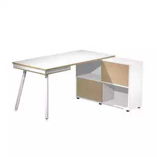 Bureau individuel Nature M&eacute;tal avec Rangement Pro