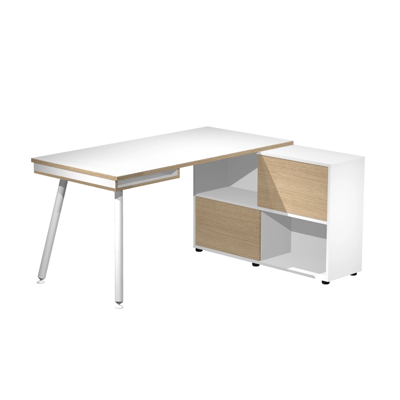 Bureau individuel Nature M&eacute;tal avec Rangement Pro