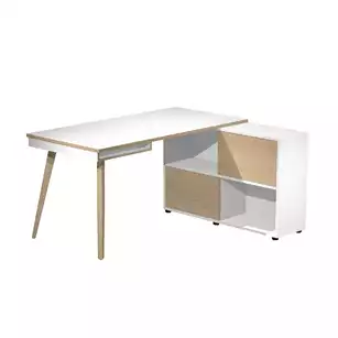 Bureau individuel Nature Wood avec Rangement Pro