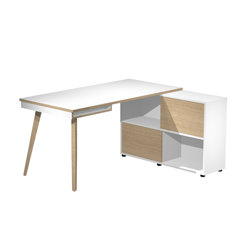 Bureau individuel Nature Wood avec Rangement Pro
