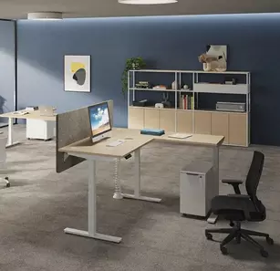 Bureau assis-debout électrique Top & Down avec retour – 2 moteurs – Fabrication Française