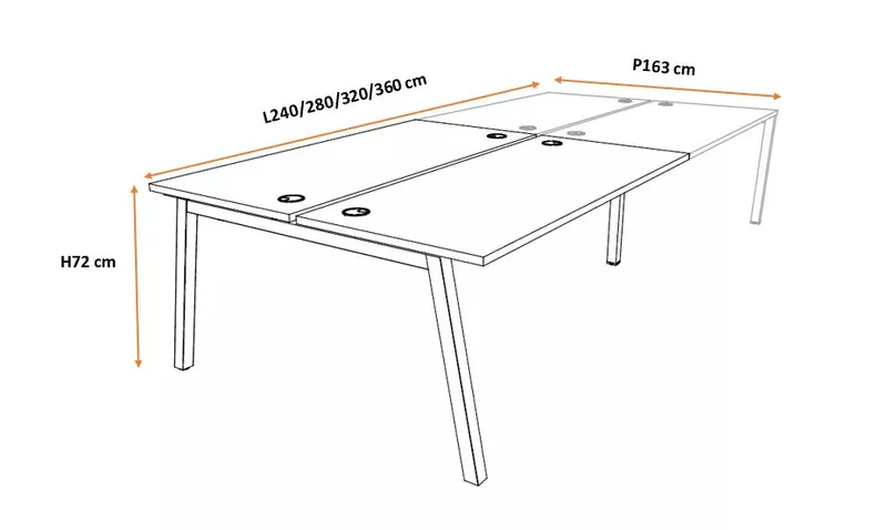Bureau Bench 4 pers ATMOSPHERIC Prof.80 cm