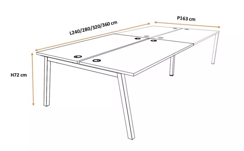 Bureau Bench 4 pers ATMOSPHERIC - Profondeur 80 cm