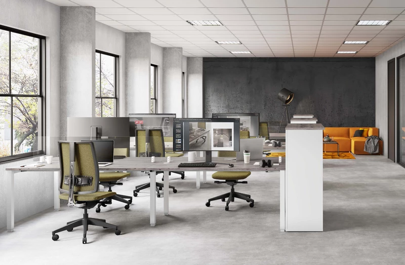 Bureau Bench 4 Personnes Tempo - Poste de Travail Collaboratif Open-Space