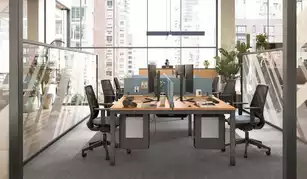 Bureau Bench 4 Personnes Tempo | Top Access Central Intégré (Goulotte non incluse)