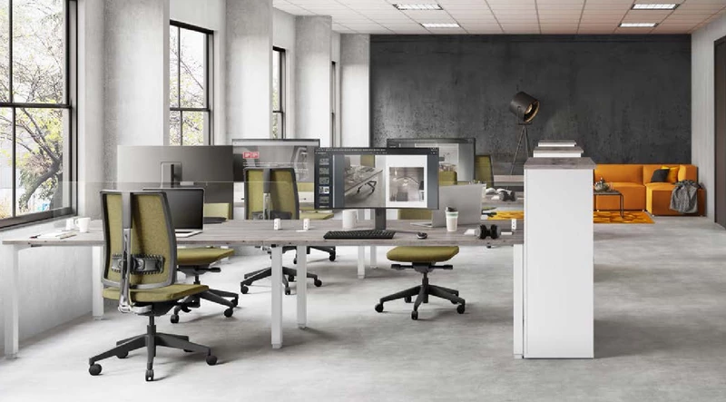 Bureau Bench 4 Personnes Tempo | Top Access Central Int&eacute;gr&eacute; (Goulotte non incluse)