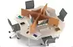 Bureau Bench 4 personnes TIMMOS + cloisons tissu