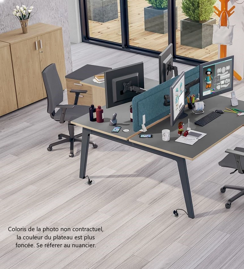 Bureau Bench ATRIUM 2 personnes Carbone 