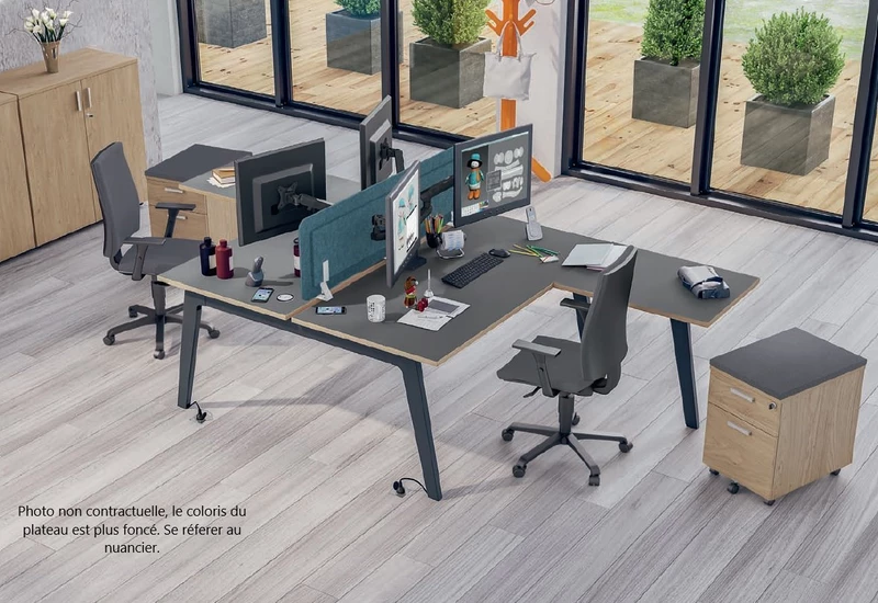 Bureau Bench ATRIUM 2 personnes Carbone 