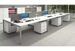 Bureau Bench Budget complet 2 postes + Cloisonnette - Livraison Express - Prof. 80