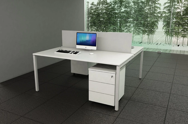 Bureau Bench complet 2 postes + Cloisonnette - Livraison Express - Prof. 80