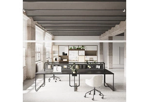 Bureau Bench Professionnel TUBIX - 4 Postes avec Cloison Intégrée