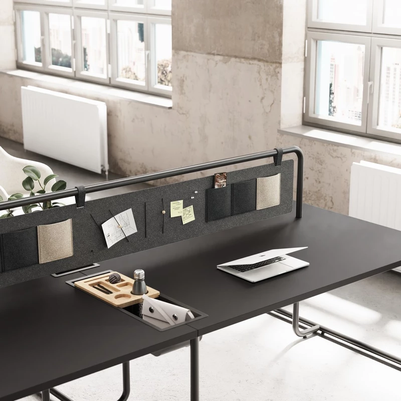 Bureau Bench Professionnel TUBIX - 4 Postes avec Cloison Intégrée