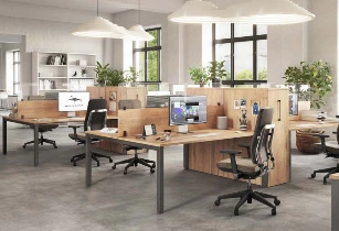 Bureau bench Tempo pour 2 personnes avec top access central