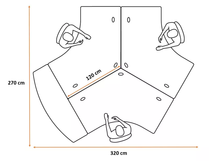 Bureau Bench TIMMOS pour 3 personnes - stratifié antibactérien