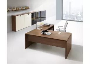 Bureau de direction avec retour et caisson mobile Ombra