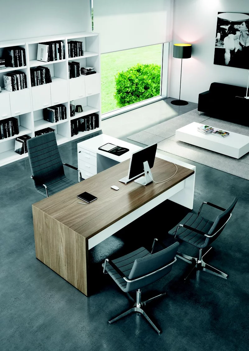 Bureau de direction d'angle Vermount avec retour sur caisson - Plateau 38mm 