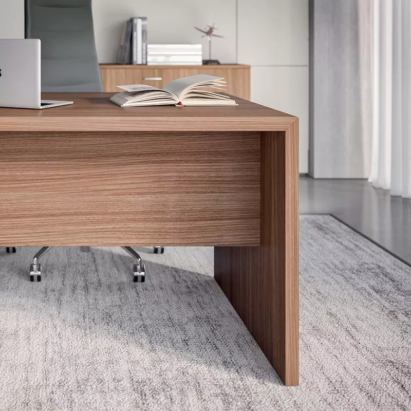 Bureau de direction d'angle Vermount avec retour sur caisson - Plateau 38mm 