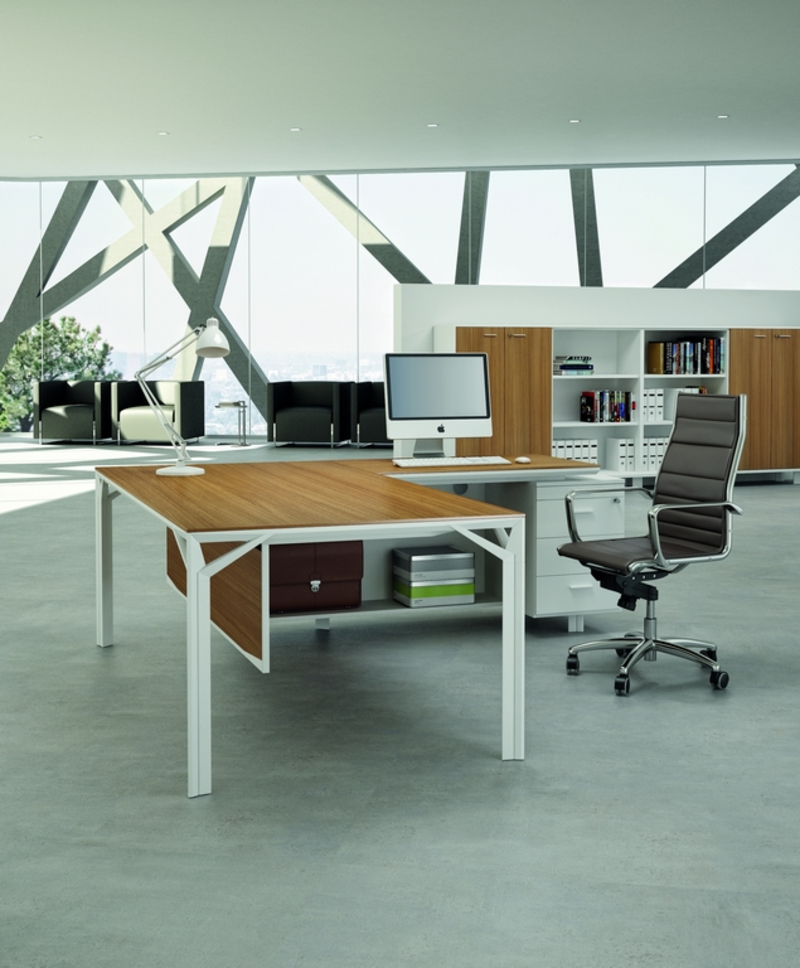 Bureau de Direction Design Roma avec Cr&eacute;dence et Caisson &ndash; Prestige Italien