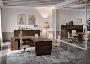 Bureau de direction en bois ALTEA avec retour sur Caisson