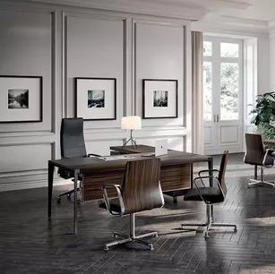 Bureau de direction en bois avec retour sur caisson EXTRA