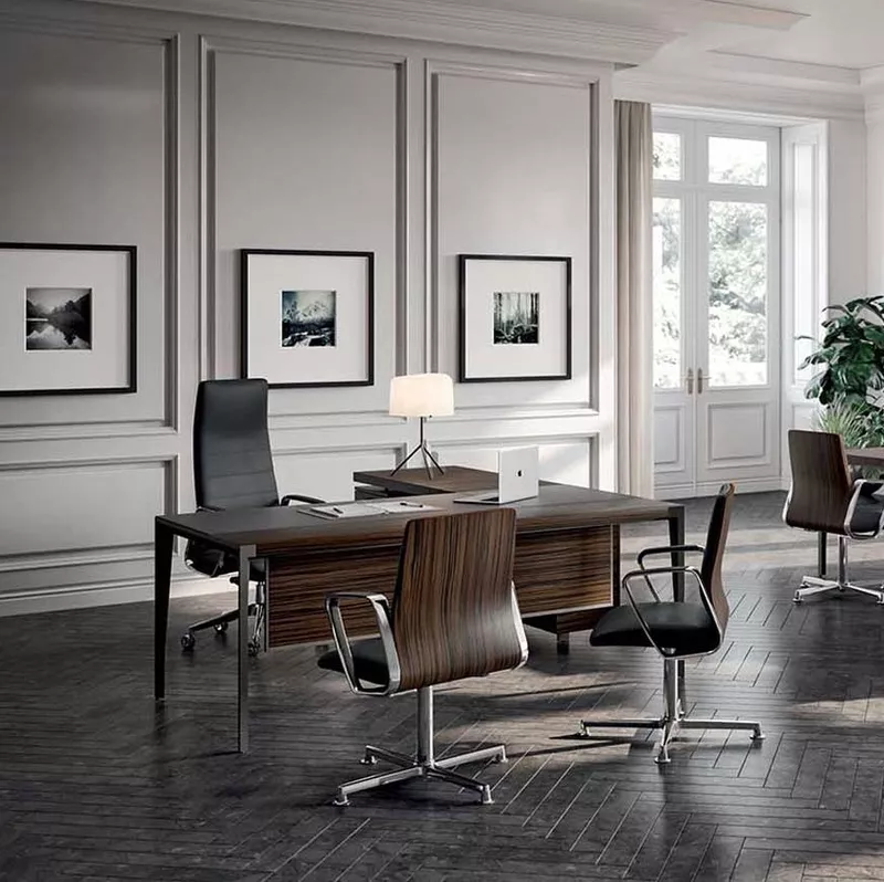 Bureau de direction en bois avec retour sur caisson EXTRA